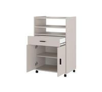 Somnia Descanso - Armario Auxiliar de Cocina con Ruedas Elenor, Mueble Multiusos con Cajón y Varios Compartimentos, Práctico y Funcional, Color Beige, 60 cm (Ancho) x 85.5 cm (Alto) x 40 cm (Fondo)