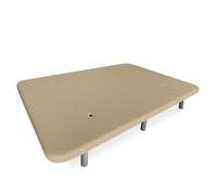 Somnia Descanso - Base Tapizada 3D Reforzada, Gran Estabilidad con 5 Barras Transversales con Válvulas de ventilación y 6 Patas metálicas roscadas de 25cm, 90x200, Beige