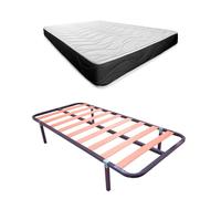 Somnia Descanso - Cama Completa con Colchón Bombay Reversible + Almohada + Somier de Láminas Basic con 4 Patas Abrazadera, 90 x 190