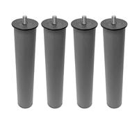 Somnia Descanso - Juego de 4 Patas de 25 cm de Altura Redondas Roscadas Metálicas para Somier o Base Tapizada, Robustas y Estables, Gris