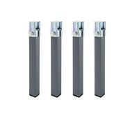 Somnia Descanso - Juego de 4 Patas de 26 cm de Altura Cuadradas Metálicas con Abrazaderas para Somieres de 30 x 30 mm, Gris