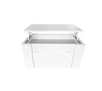 Somnia Descanso - Mesa de Centro Elevable, Mesita de Salón o Comedor, Acabado en Color Blanco, Medidas: 90 cm (Ancho) x 50 cm (Fondo) x 46-57 cm (Alto)