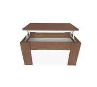 Somnia Descanso - Mesa de Centro Elevable, Mesita de Salón o Comedor, Acabado en Color Nogal, Medidas: 90 cm (Ancho) x 50 cm (Fondo) x 46-57 cm (Alto)