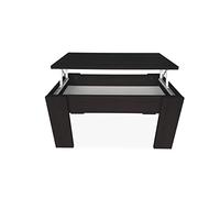 Somnia Descanso - Mesa de Centro Elevable, Mesita de Salón o Comedor, Acabado en Color Wengué, Medidas: 90 cm (Ancho) x 50 cm (Fondo) x 46-57 cm (Alto)
