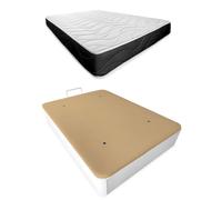 Somnia Descanso - Pack Colchón Viscoelástico Bombay 20 Reversible + Canapé Madera Abatible Reforzado Gran Capacidad | Color Blanco 135 x 190