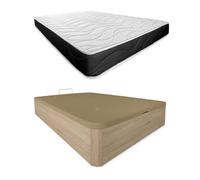 Somnia Descanso - Pack Colchón Viscoelástico Bombay Reversible + Canapé Madera Abatible Gran Capacidad | Color Cambria 135 x 190