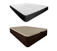 Somnia Descanso - Pack Colchón Viscoelástico Bombay Reversible + Canapé Madera Abatible Gran Capacidad | Color Wengué 90 x 200