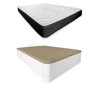 Somnia Descanso - Pack Colchón Viscoelástico Bombay Reversible Grosor 23cm + Canapé Madera Abatible Gran Capacidad | Color Blanco 135 x 180
