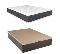 Somnia Descanso - Pack Colchón Viscoelástico Creta + Canapé Madera Abatible Gran Capacidad | Color Wengué 105 x 200