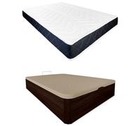 Somnia Descanso - Pack Colchón Viscoelástico Juno Reversible + Canapé Madera Abatible Gran Capacidad | Color Wengué 150 x 200