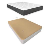 Somnia Descanso - Pack Colchón Viscoelástico Premium Creta 24cm + Canapé Madera Abatible Extra Reforzado con Gran Capacidad | Color Polar 150 x 190