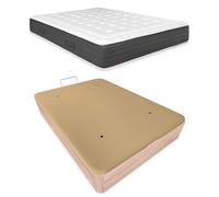 Somnia Descanso - Pack Colchón Viscoelástico Premium Creta 24cm + Canapé Madera Abatible Extra Reforzado con Gran Capacidad | Color Cambria 105 x 190