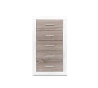 Somnia Descanso - Sinfonier con 5 Cajones, Cómoda, Modelo Mandi, Práctico y Funcional, Acabado en Colores Andersen y Pino Gris, Medidas: 60 cm (Ancho) x 107 cm (Alto) x 39.5 cm (Fondo)