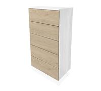 Somnia Descanso - Sinfonier con 5 Cajones y con Patas, Cómoda Cajonera Dormitorio Modelo Elda, Colores Andersen-Roble, Medidas: 60 cm Ancho x 118,5 cm Alto x 37,8 cm Fondo