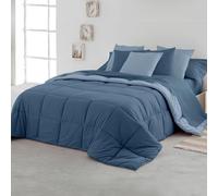 SomniHome Edredón Reversible Nordico Bicolor Cama 135 cm Tacto Pluma. Duvet Nórdico Cálido Suave Comodo. Cama Doble. Calidad 400 gr Color Marino - Celeste 240x260