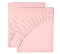 SomniHome Set de 2 Sabanas Bajeras Poliester Extra Suave. Sabana Bajera Cama 105 cm. Tacto Suave. Resistentes. Ajustables Transpirables. Color Rosa