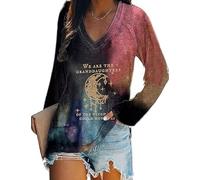 Somos Las nietas de Las Brujas Camiseta Casual para Mujeres (Blue L) (L Blue Pink)