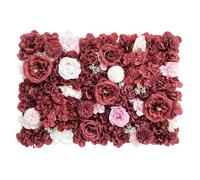 Somsiwey 6 Paneles de Pared con Flores, 24 x 16 Pulgadas, Fondo de decoración con Flores Artificiales de Seda 3D, Rosas Falsas, Fondo de Flores Artificiales para Pared de Flores(Q)
