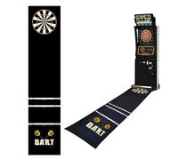 Somsiwey Alfombrilla de Goma para Dardos de 118x26 Pulgadas, Alfombra de Dardos Resistente con líneas de Lanzamiento, Alfombrilla Profesional Antideslizante para Dardos, Protector de Suelo(Black)