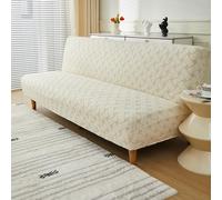 Somsiwey Funda de futón Jacquard, Funda de sofá sin Brazos, Funda de sofá Cama, Funda de sofá futón Plegable, Funda de sofá, Protector de Muebles para Sala de Estar y Comedor(Beige,S)