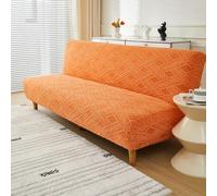 Somsiwey Funda de futón sin Brazos de Jacquard, elástica, para sofá Cama, Lavable a máquina, Plegable, para Sala de Estar y Comedor(Orange,S)