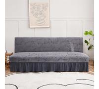 Somsiwey Funda de sofá Cama sin Brazos, Funda de futón Plegable elástica, Funda de futón Plegable Completa con Falda para Sala de Estar y Dormitorio(Gray, M)