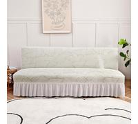 Somsiwey Funda de sofá Cama sin Brazos, Funda de futón Plegable elástica, Funda de futón Plegable Completa con Falda para Sala de Estar y Dormitorio(Silver Gray, L)
