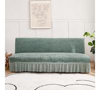 Somsiwey Funda de sofá Cama sin Brazos, Funda de futón Plegable elástica, Funda de futón Plegable Completa con Falda para Sala de Estar y Dormitorio(Light Green, L)