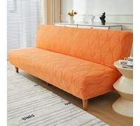 Somsiwey Funda de Terciopelo para futón, Funda de sofá sin Brazos de Jacquard, Funda de sofá Cama, Funda de sofá futón Plegable, Funda de sofá, Protector de Muebles para(Orange, L)