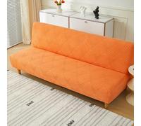 Somsiwey Funda de Terciopelo para futón, Funda de sofá sin Brazos de Jacquard, Funda para sofá Cama, Funda de sofá futón Plegable, Protector de Muebles para Sala de Estar(Orange, M)