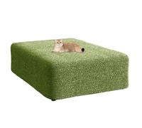 Somsiwey Funda elástica Cuadrada para Taburete otomano, Funda de Tela Suave y Arrugada, Funda Protectora para Taburete de Gran tamaño para Sala de Estar y Dormitorio(Olive Green, M)