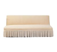 Somsiwey Fundas de futón con Falda, Funda elástica para sofá sin Brazos, Funda Plegable para sofá Cama, Funda para futón, Protector Lavable para Muebles para Sala de Estar(Beige, L)