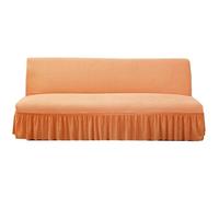 Somsiwey Fundas de futón con Falda, Funda elástica para sofá sin Brazos, Funda Plegable para sofá Cama, Funda para futón, Protector Lavable para Muebles para Sala de Estar(Orange, L)