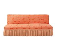 Somsiwey Fundas de futón Jacquard con Falda, Funda elástica para sofá sin Brazos, Funda Plegable para sofá Cama, Funda para futón, Protector Lavable para Muebles para Sala(Orange, M)