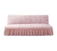 Somsiwey Fundas de futón Jacquard con Falda, Funda elástica para sofá sin Brazos, Funda Plegable para sofá Cama, Funda para futón, Protector Lavable para Muebles para Sala(Pink, L)