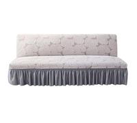 Somsiwey Fundas de futón Jacquard con Falda, Funda elástica para sofá sin Brazos, Funda Plegable para sofá Cama, Funda para futón, Protector Lavable para Muebles para Sala(Light Gray, L)