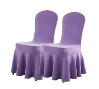 Somsiwey Fundas para sillas de Comedor con Volantes, 2 Fundas universales para sillas de Comedor, Fundas extraíbles para Bodas, Banquetes, hoteles y Ceremonias.(Purple)