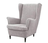 Somsiwey Fundas para sillón orejero, 2 Piezas, Funda de sillón orejero Suave de Jacquard, Fundas Antideslizantes para sillón con Base elástica para Sala de Estar y Dormitorio(Light Gray)