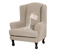 Somsiwey Fundas para sillón orejero de 2 Piezas, Funda de sillón orejero de Jacquard, Fundas de sillón Suaves y extraíbles con Base elástica para Sala de Estar y Dormitorio(Khaki)