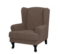 Somsiwey Fundas para sillón orejero de 2 Piezas, Funda de sillón orejero de Jacquard, Fundas de sillón Suaves y extraíbles con Base elástica para Sala de Estar y Dormitorio(Brown)
