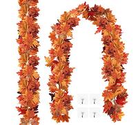 SOMYTING 2Pcs Guirnaldas Artificiales de Hojas de Arce Colgantes de Otoño Plantas Colgantes para Fiestas Interior Boda al Aire Libre Acción de Gracias Cena Fiesta Chimenea Decoración (Color Oscuro)