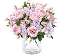 SOMYTING 4 ramos de peonías artificiales, ramos de peonías artificiales, flores de hortensia, ramo de peonías de seda para bodas, centros de mesa, arreglos florales decorativos (rosa violeta)