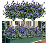 SOMYTING 8 Piezas Flores Artificiales Flor Falsas Arbustos Verdes Balcón Resistentes a los Rayos UV Plantas para Colgar Verde Plantas Artificiales Eucalipto para Ventanas Bodas Fiestas(Morado)