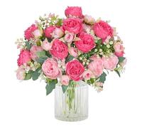 SOMYTING Peonía Artificial Flores 4 Paquetes Peonías Artificiales Ramo de Flores Artificiales Peonías de Seda Ramos de Flores para Bodas Fiestas de Mesa Arreglo Floral Hogar Cocina Decoración