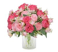 SOMYTING Ramo de peonías artificiales, ramo de peonías sintéticas, 2 paquetes de peonías de seda, peonías falsas, ramo de peonías artificiales para boda, fiesta, centro de mesa, decoración del hogar