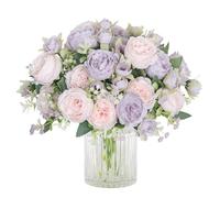 SOMYTING Ramo de peonías artificiales, ramo de peonías sintéticas, 4 paquetes de peonías de seda, peonías artificiales, ramo de peonías artificiales, ramo de peonías artificiales para boda, fiesta,