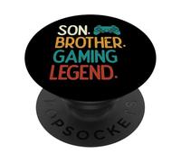Son Brother Gaming Legend Retro Gamer Niños Niños Juveniles Hombres PopSockets PopGrip Adhesivo