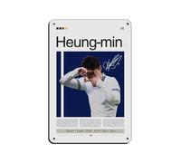 Son Heung Min - Póster retro de metal con texto en inglés "Son Heung Min", letrero de estaño, arte elegante, retro, pintura de hierro, bar, cueva de personas, cafetería, familia, garaje, póster para