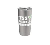 Son las 5 en punto en algún lugar divertido vacaciones Happy Hour Beber Vaso térmico de acero inoxidable de doble pared