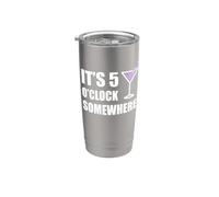 Son las 5 en punto en algún lugar divertido vacaciones Happy Hour Beber Vaso térmico de acero inoxidable de doble pared